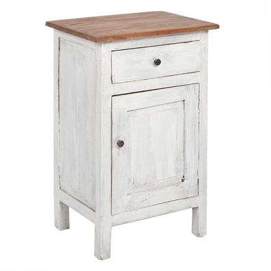 Mahagoni Kommode INDO-NEW White-Brown Beistellschrank Schrank Massivholzkommode