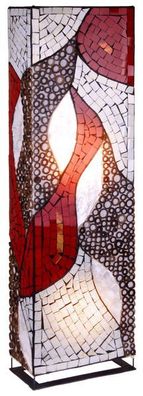 Deko-Leuchte Marius, hohe Stehlampe aus Capiz und Glas-Mosaik-Steinen, 100 oder 150cm