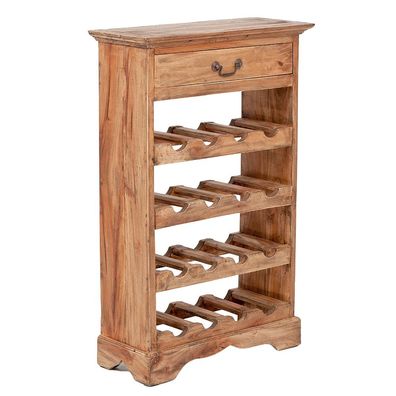 Weinregal TINI H85cm Rustic-Grey Mahagoni Flaschenregal Massivholz 16 Flaschen
