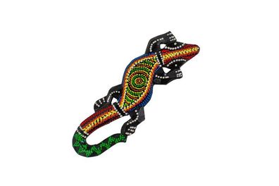 Deko-Gekko FIRE TAIL, Holz, 20 cm, Wandschmuck