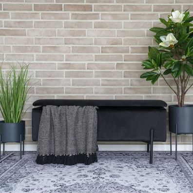 Elegante Bank NIZZA mit Stauraum 95cm Samtstoff schwarz Sitzbank
