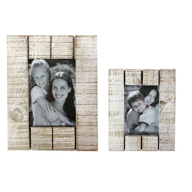 2er Set Holz Bilderrahmen Fotorahmen Shabby Look Weiß Format 10x15 + 13x18