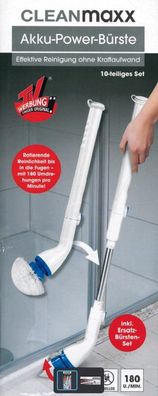 Cleanmaxx Akku-Power-Bürste 10-teiliges Set elektrische Reinigunsbürste 3,7V 5W
