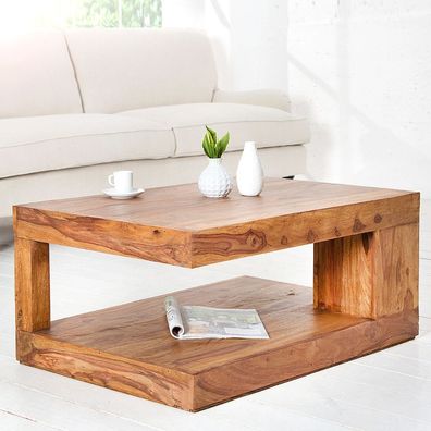 Puristischer Couchtisch SHIVA ca.90x60cm massiv Sheesham Palisander