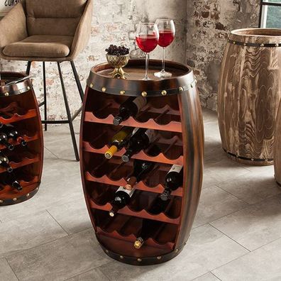 Originelles Flaschenregal Botella 80cm braun Weinfass Pinienholz Holzfass Regal