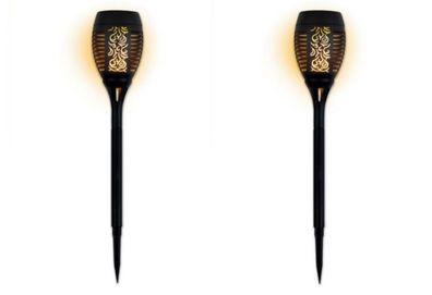 EASYmaxx Gartenfackel Solar-Fackel Gartenleuchte mit LED-Flammeneffekt 2er Set