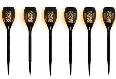 EASYmaxx Gartenfackel Solar-Fackel Gartenleuchte mit LED-Flammeneffekt 6er Set