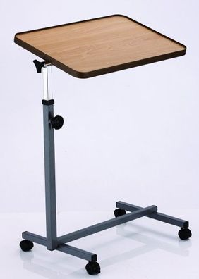Pflegetisch, Beistelltisch, Betttisch, Bett-Tisch, Tischplatte in Holzoptik