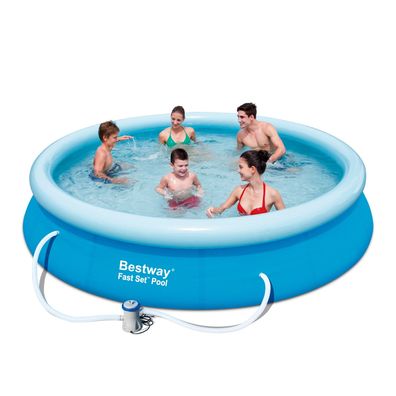 Bestway Pool Set 366x76cm rund Swimmingpool Garten Baden Planschbecken