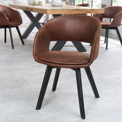 Design Stuhl Denmark braun Mikrofaser schwarze Holzbeine Retro