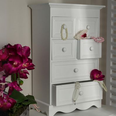 Romantische Mini-Kommode Patrizia weiss 55cm Landhaus 6 Schubladen