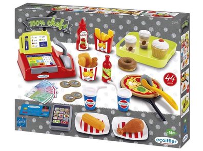 Ecoiffer 7600002595 Kasse + Imbiss-Zubehör Spielteille, Creme weiß