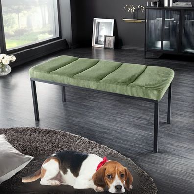 Elegante Sitzbank PLANO 80cm grün Cord schwarzes Gestell