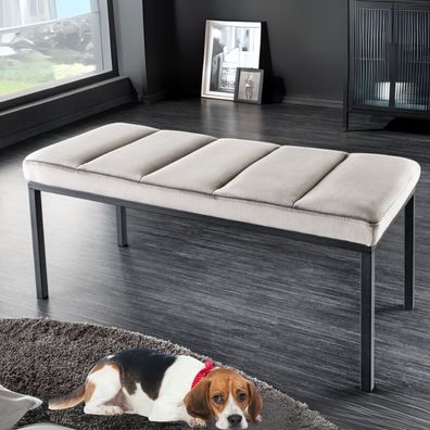 Elegante Sitzbank PLANO 80cm grau Samt schwarzes Gestell