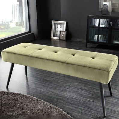 Moderne Sitzbank BELLE 100cm grün Samt schwarzes Gestell