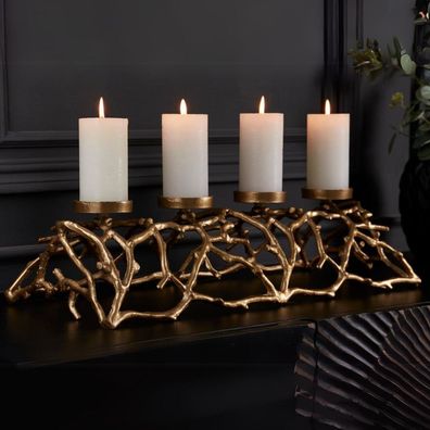 Stilvoller Kerzenständer Candela 60cm gold Aluminium Kerzenhalter