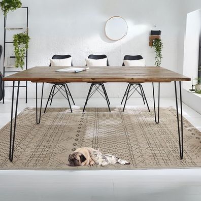 Industrie-Look Esstisch ALINA 180x90cm living-brown Akazie Metallbeine
