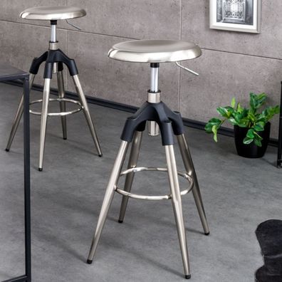 Urbaner Barhocker Fabrica Chrom gebürstet höhenverstellbar Metall Industrial