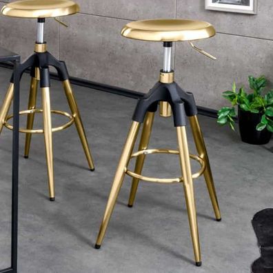 Urbaner Barhocker Fabrica gold schwarz höhenverstellbar Metall Industrial