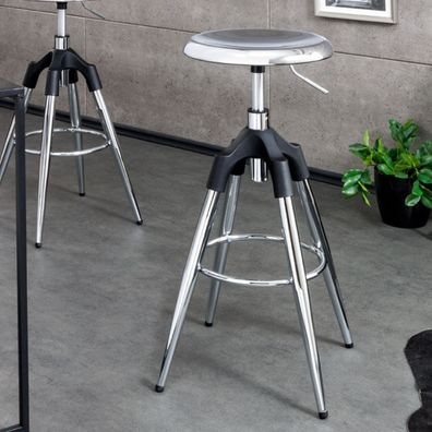 Urbaner Barhocker Fabrica Chrom silber höhenverstellbar Metall Industrial