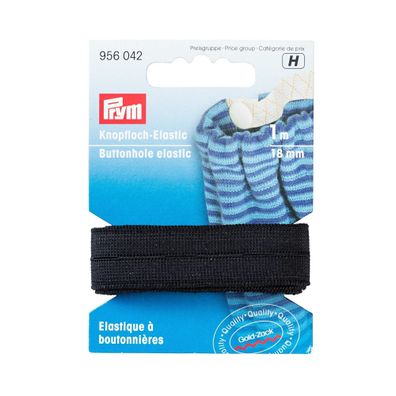 Prym Knopfloch-Elastic-Band 18 mm schwarz 1 m glattes Band