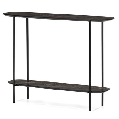 Moderne Design Konsole MARMOL 100cm schwarz Marmor-Dekor Metallgestell