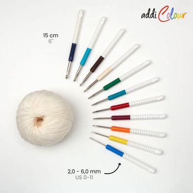 addiColour Wollhäkelnadel mit ergonomischem Griff - verschiedene Stärken