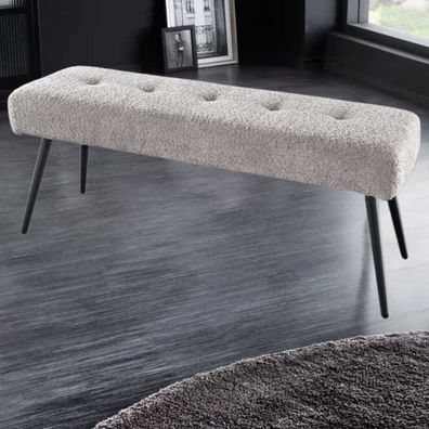 Moderne Sitzbank BELLE 100cm champagner Bouclé greige Interieur-Tipp Metallgestell