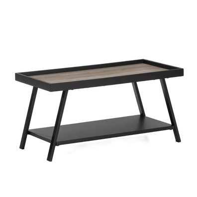 Moderner Couchtisch CUDA 80cm Altholz-Look schwarzes Metallgestell