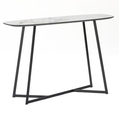 Design Konsolentisch TURIN 120cm weiss Marmor-Optik Konsole Metallgestell