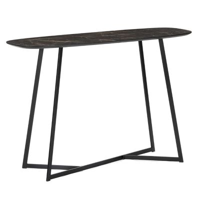 Design Konsolentisch TURIN 120cm dunkel Marmor-Optik Konsole Metallgestell