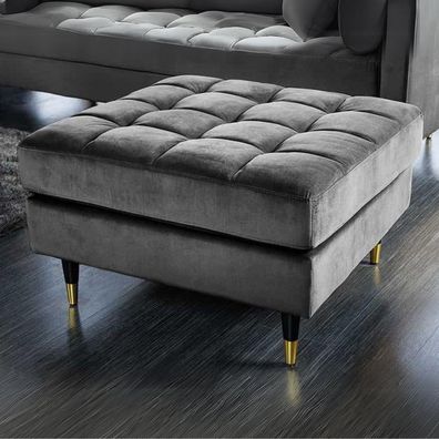 Moderner Hocker Comfort 80cm grau Samt Taschenfederkern Elegant