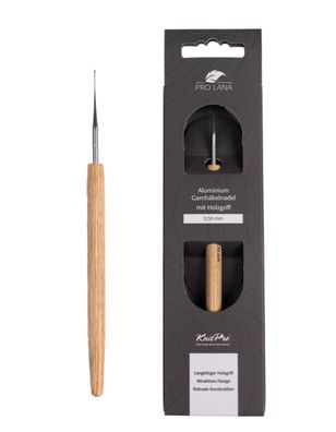 Pro Lana KnitPro Natural Aluminium Häkelnadel mit Birkenholzgriff 0,5 - 12 mm