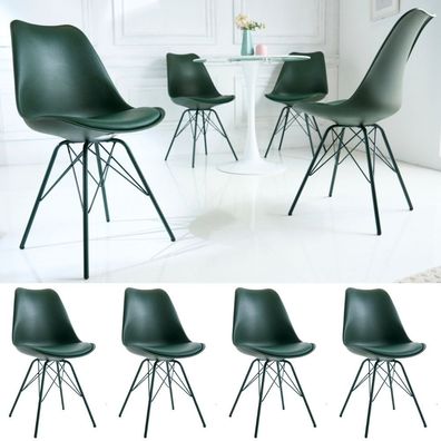 4er Set Design-Klassiker Stuhl NORWAY grün Retro Metallgestell