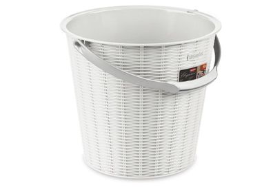 Stefanplast Elegance Eimer Rattan Weiß 29.5 x 29.5 x 27 cm