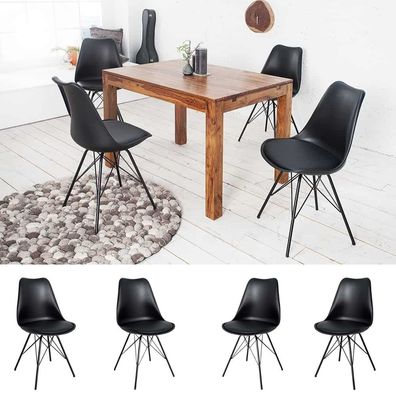 4er Set Design-Klassiker Stuhl NORWAY schwarz Metallgestell schwarz Retro