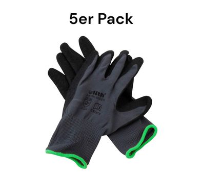5er Pack Ulith Arbeitshandschuhe grau Gr. 11/XXL Soft-Latex EN388