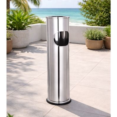 XL Standaschenbecher Windaschenbecher Mülleimer Outdoor Stand Ascher Chrom