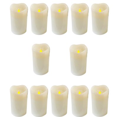 12 x LED Echtwachs Kerze Stumpenkerze 5x6,5cm für Laternen und Windlichter Timer