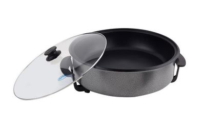 ELTA Pizzapfanne Partypfanne mit Glasdeckel, Ø 42 cm, 9 cm Tief, 1500 Watt
