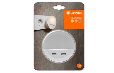 Ledvance LED Nachtlicht Lunetta USB – Warmweiß Tag/Nacht-Sensor Steckdose USB-Ausgang