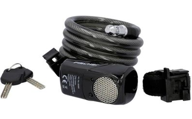 Fischer 85908 Alarm-Spiralschloss Alarm bei Diebstahl 120cm Sicherheit Fahhrad