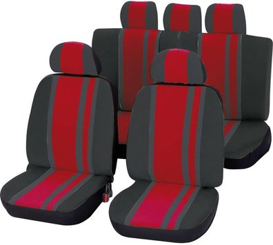 UNITEC Sitzbezugset Newline 14-tlg Rot/Schwarz – Universal Autositzbezüge
