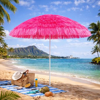 Runder Hawaii Sonnenschirm Gartenschirm Schirm Sonnenschutz Pink Ø1,6m knickbar