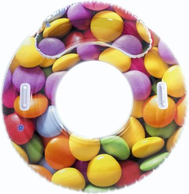 Bestway Schwimmreifen Candy Delight mit Rückenlehne & Griffen Ø 118 cm