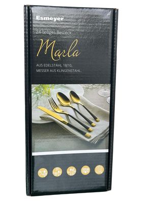 Esmeyer Marla 24-teiliges Besteck-Set, 18/10 Edelstahl, Gold-Schwarz