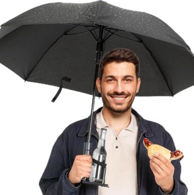 Cupbrella Regenschirm – Robustes Fiberglas-Gestell mit Getränkehalter Sturmfest