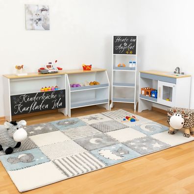 Coemo Spielküche Ida 4er Set mit Waschbecken Holz Kinderküche