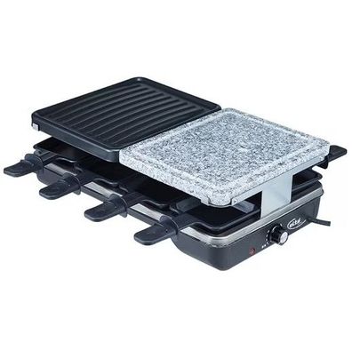 ELTA Raclette Duo 1200W mit Naturstein Grillplatte 8 Pfännchen Thermostat elektrisch