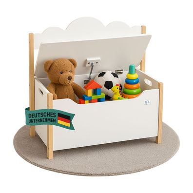 Coemo Spielzeugtruhe mit Bank TRUDI Kindersitzbank aus Holz 60×26×55 cm